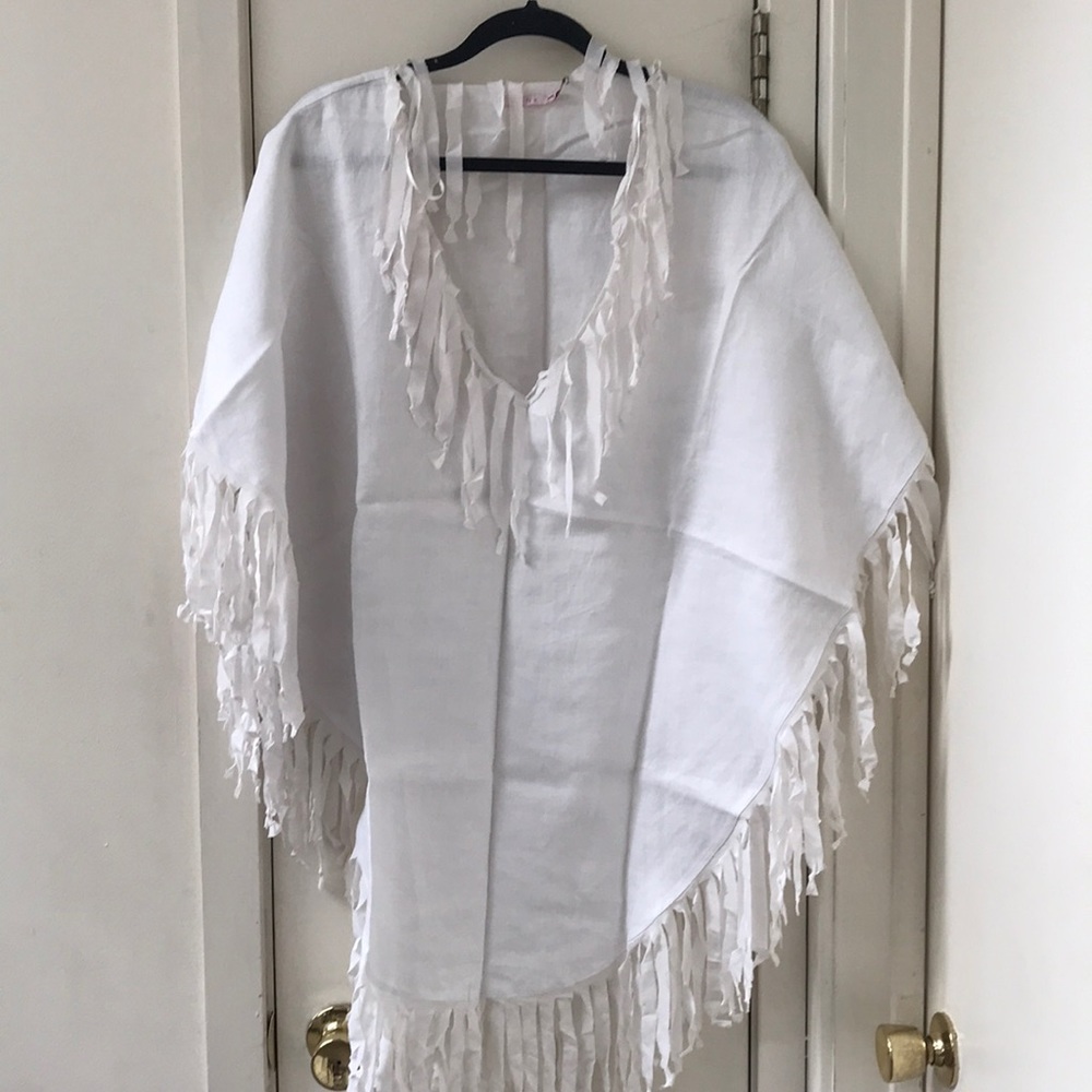 Wink fringe poncho  coverup white one size